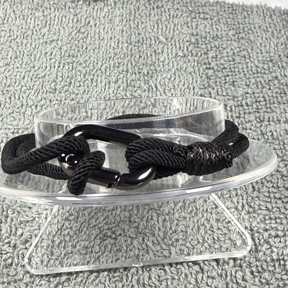 Black Braided Jewelry Bracelet with Adjustable Closure